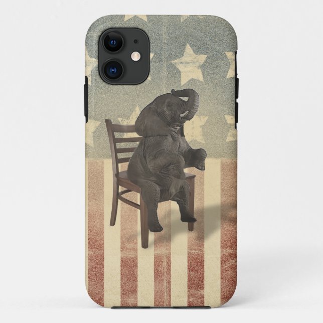 GOP Elephant Takes the Chair Funny Politics Humour Case-Mate iPhone Case (Back)