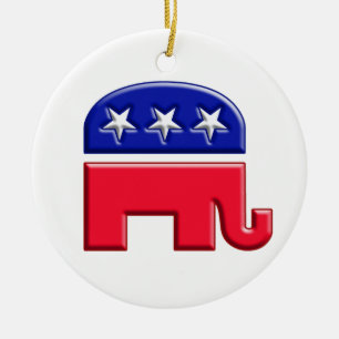GOP Logo Elephant Ceramic Tree Decoration