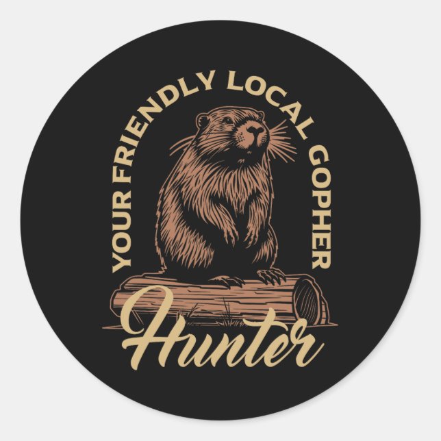Gopher Hunter Gear Equipment Essentials Gopher Sla Classic Round Sticker (Front)