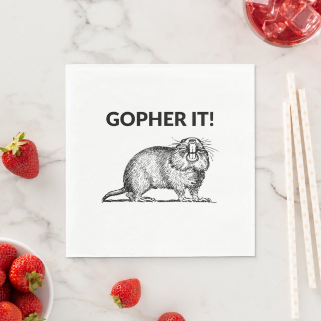 Gopher It Funny Gopher Pun Napkin (Insitu)