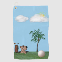 Gopher & Palm Tree On Funny Golf Towel