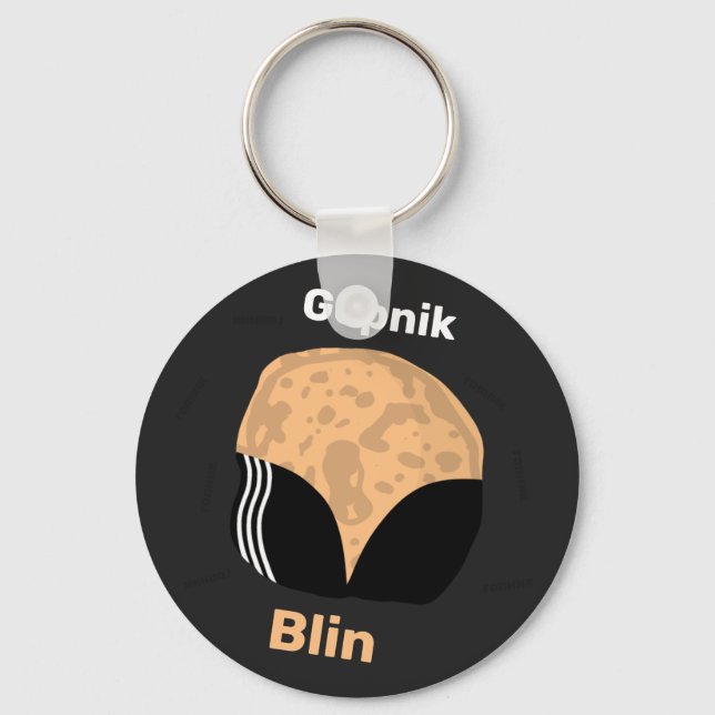 Gopnik Blin | Level Up Button Gold Key Ring (Front)
