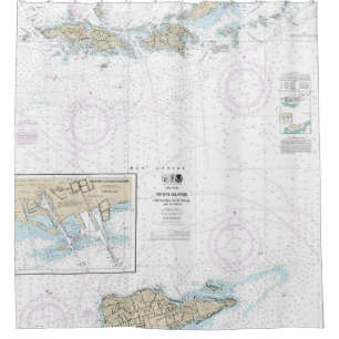 Gorda to St Thomas and St Croix Nautical Chart Shower Curtain