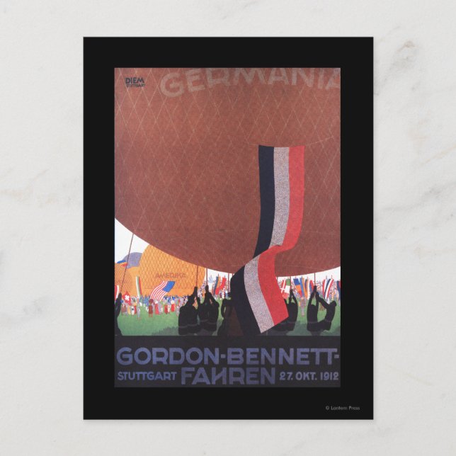 Gordon Bennett Hot-Air Balloon Race Postcard (Front)
