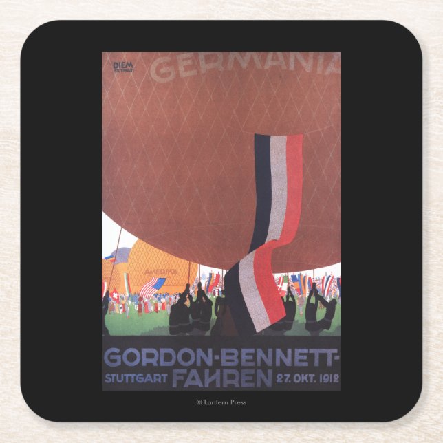 Gordon Bennett Hot-Air Balloon Race Square Paper Coaster (Front)