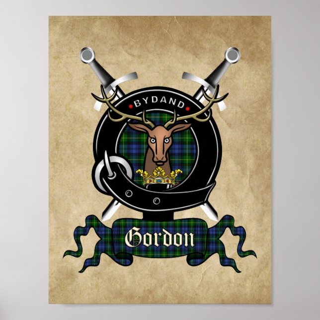 Gordon Clan Badge & Tartan 8.5x11 Poster (Front)