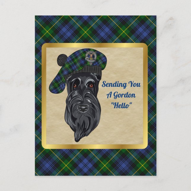 Gordon Clan Badge & Tartan Postcard (Front)