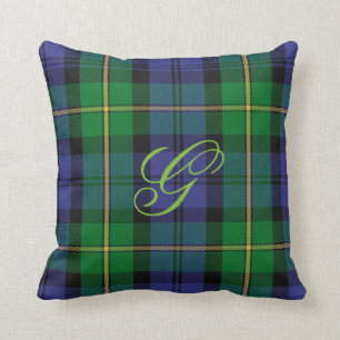 Gordon Clan Tartan Monogram Pillow
