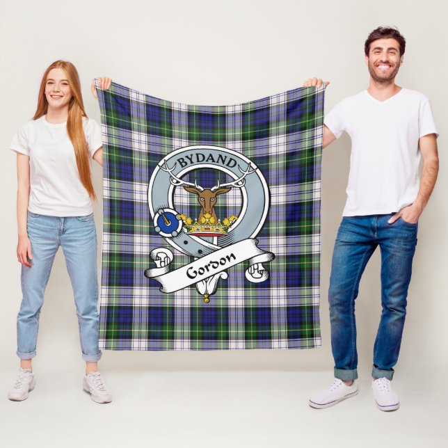 Gordon Dress Modern Clan Badge Tartan Plaid Fleece Blanket (In Situ)