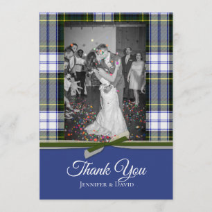 Gordon Dress Plaid Wedding Photo Thank You Card