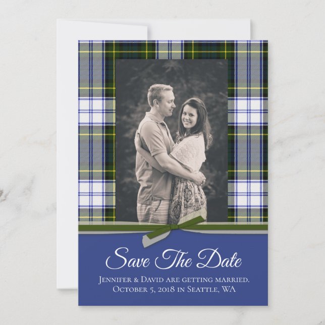 Gordon Dress Plaid Wedding Save the Date Card (Front)
