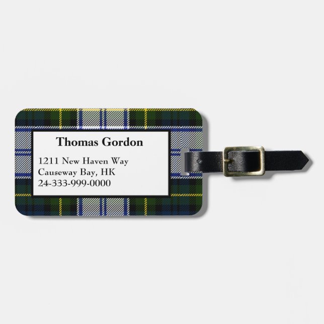 Gordon Dress Tartan Plaid Luggage Tag (Front Horizontal)
