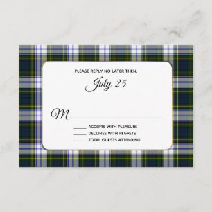 Gordon Dress Tartan Plaid Wedding RSVP Card