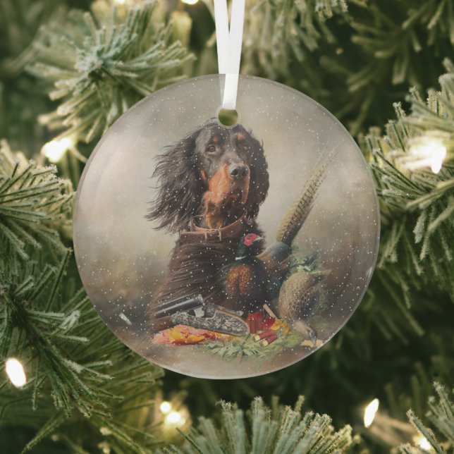 Gordon  Setter  art     Glass Tree Decoration (Insitu)