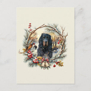 Gordon Setter Christmas Joy – Seasonal Dog Art Postcard