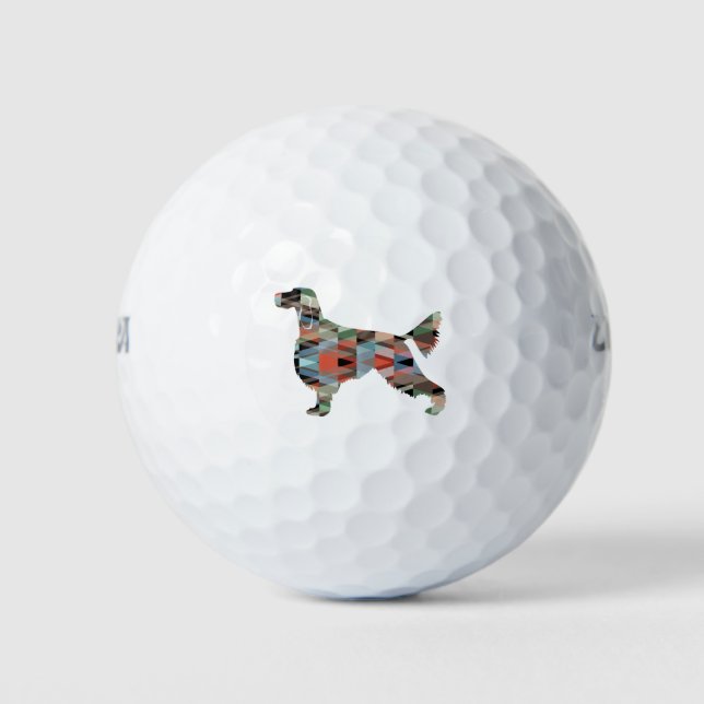 Gordon Setter Dog Geometric Pattern Silhouette Pla Golf Balls (Front)