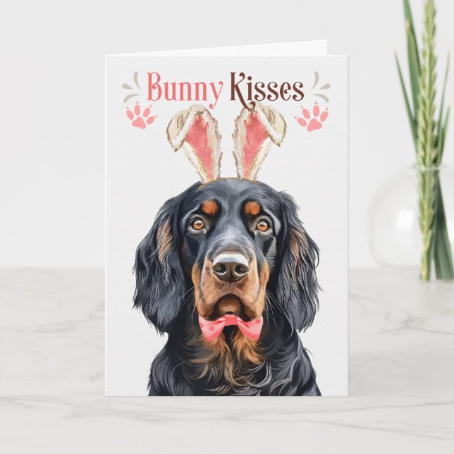Gordon Setter Dog in Bunny Ears for Easter Holiday Card (Front)