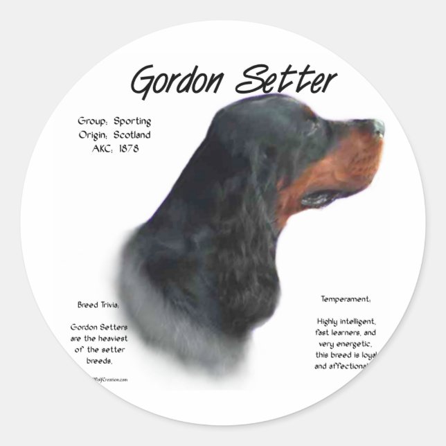 Gordon Setter History Design Classic Round Sticker (Front)
