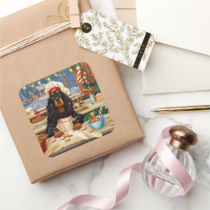 Gordon Setter Holiday Baking: Festive Christmas Square Sticker