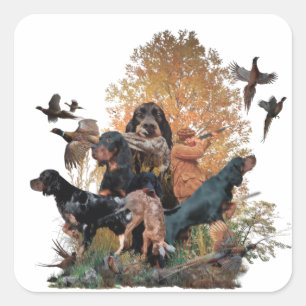 Gordon Setter, hunting season  Square Sticker