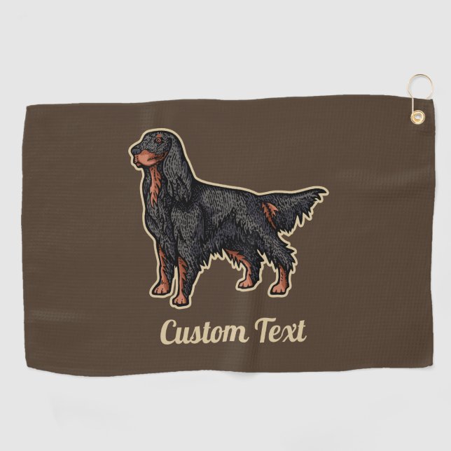 Gordon Setter Illustration Golf Towel (Horizontal)