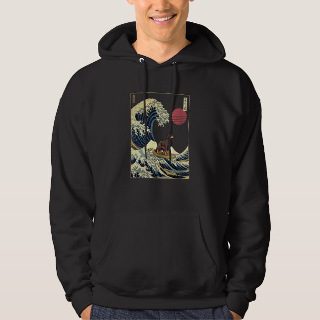 Gordon Setter Japanese Kanagawa Wave  Surf Dog 1 Hoodie (Front)