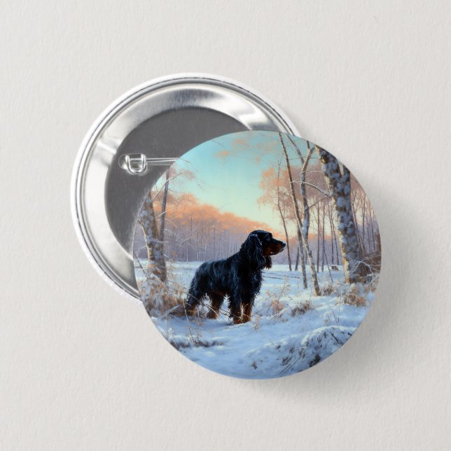 Gordon Setter Let It Snow Christmas 6 Cm Round Badge (Front & Back)