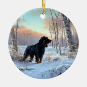 Gordon Setter Let It Snow Christmas Ceramic Ornament
