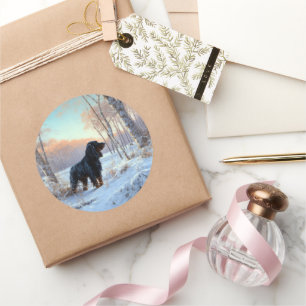 Gordon Setter Let It Snow Christmas Classic Round Sticker