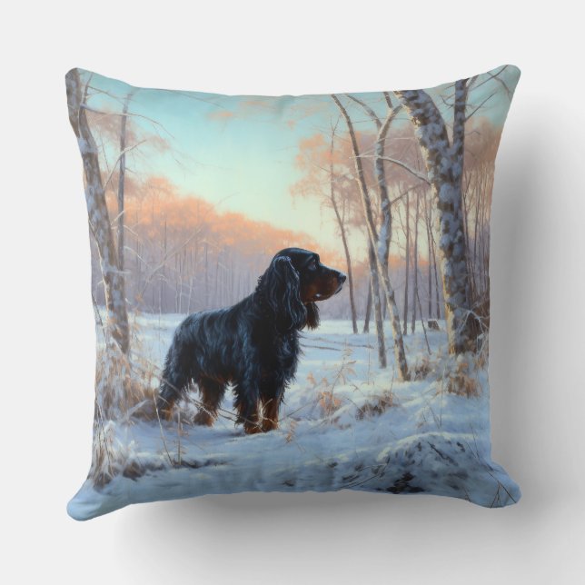 Gordon Setter Let It Snow Christmas Cushion (Back)