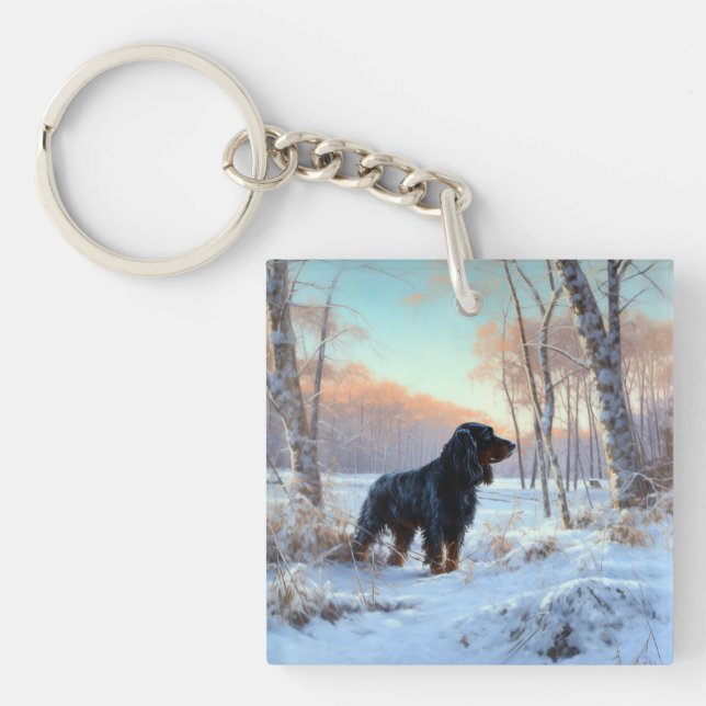 Gordon Setter Let It Snow Christmas Key Ring (Front)