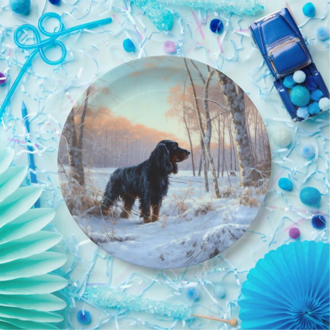 Gordon Setter Let It Snow Christmas Paper Plate (Party)