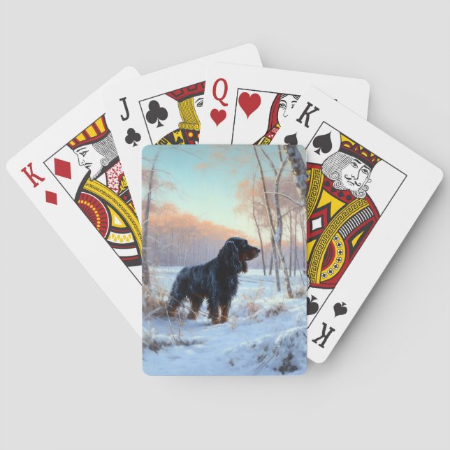 Gordon Setter Let It Snow Christmas Playing Cards (Back)