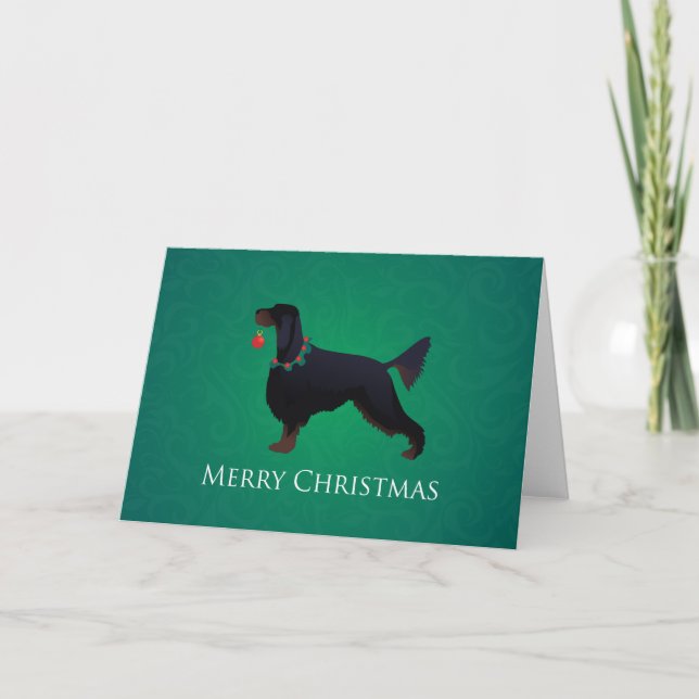 Gordon Setter Merry Christmas Design Holiday Card (Front)