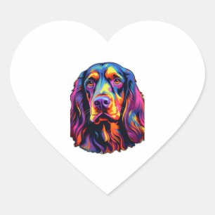 Gordon Setter Neon Design Heart Sticker