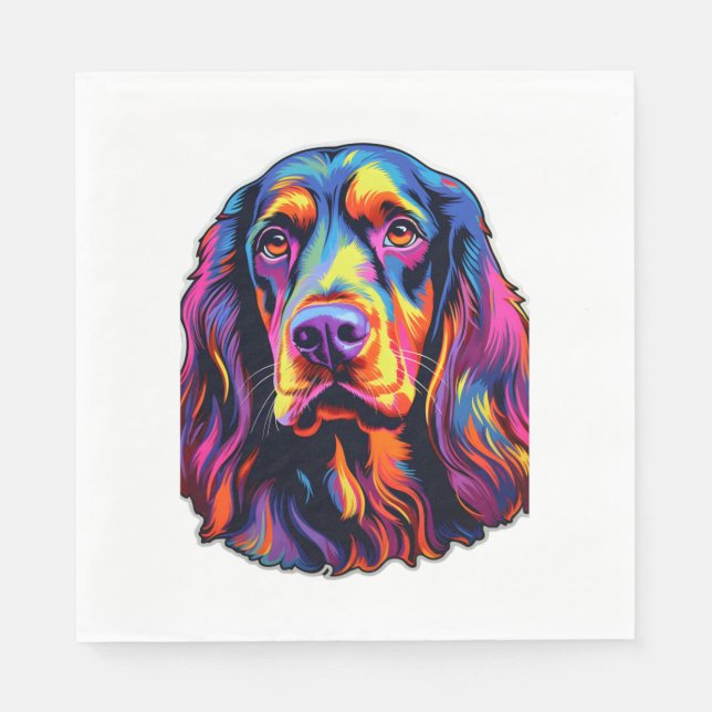 Gordon Setter Neon Design   Napkin (Front)
