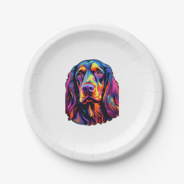 Gordon Setter Neon Design   Paper Plate (Front)