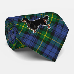 Gordon Setter over Gordon Tartan Neck Tie