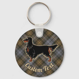 Gordon Setter over Weathered Gordon Tartan Key Ring