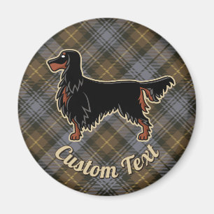 Gordon Setter over Weathered Gordon Tartan Magnet