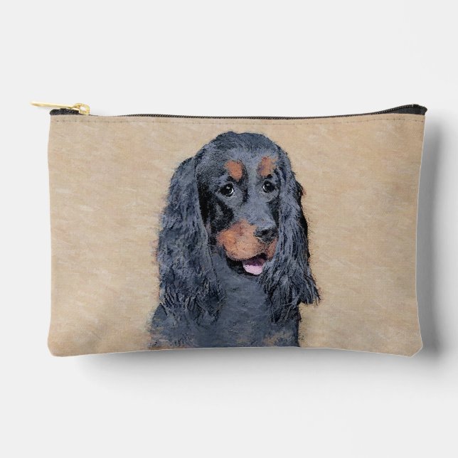 Gordon Setter Painting Black Cute Original Dog Art Accessory Pouch (Front)