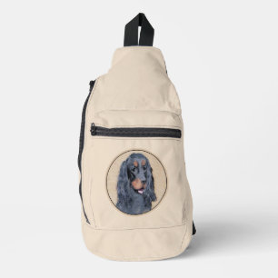 Gordon Setter Painting Black Cute Original Dog Art Sling Bag
