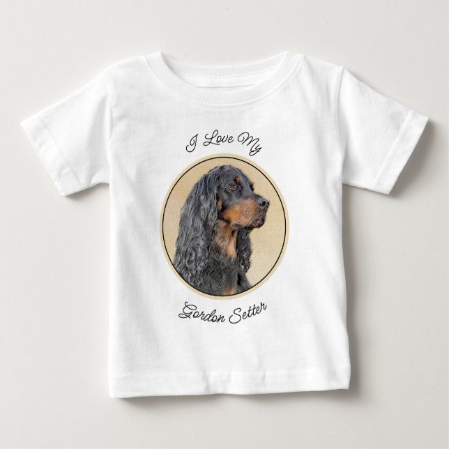 Gordon Setter Painting - Cute Original Dog Art Baby T-Shirt (Front)