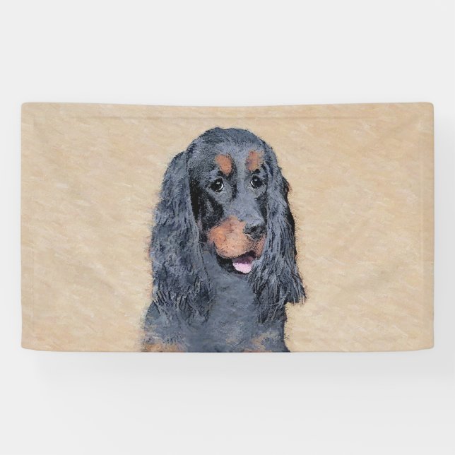 Gordon Setter Painting - Cute Original Dog Art Banner (Horizontal)