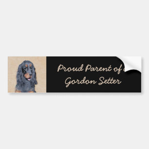 Gordon Setter Painting - Cute Original Dog Art Bumper Sticker