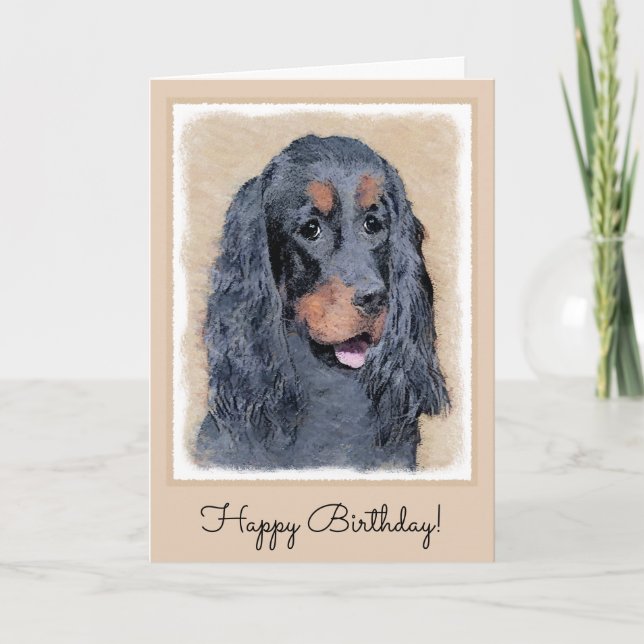 Gordon Setter Painting - Cute Original Dog Art Card (Front)