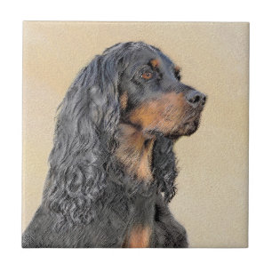 Gordon Setter Painting - Cute Original Dog Art Ceramic Tile