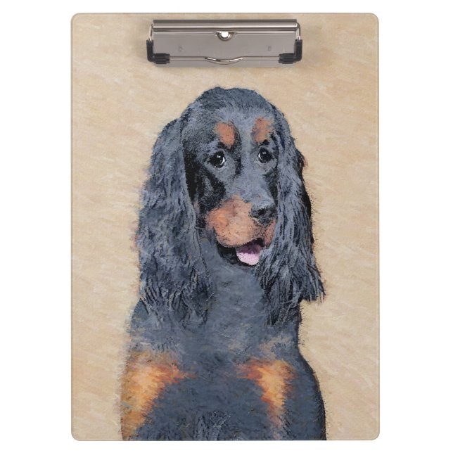 Gordon Setter Painting - Cute Original Dog Art Clipboard (Front)