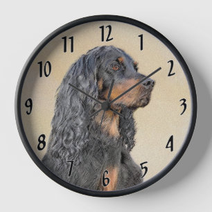 Gordon Setter Painting - Cute Original Dog Art Clock