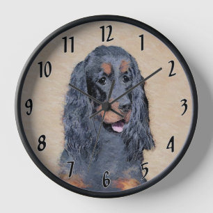 Gordon Setter Painting - Cute Original Dog Art Clock